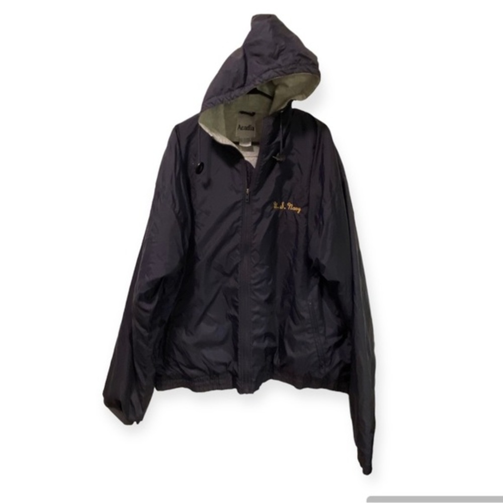 Acadia  Navy Blue Jacket Coat Size XXLarge Full Front Zip Pockets Hoodie US Navy